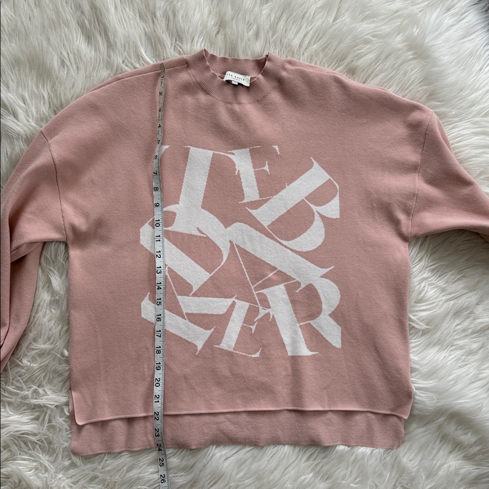Ted Baker Pink & white Graphic Crewneck Knit Sweater Size 2 - Picture 10 of 10